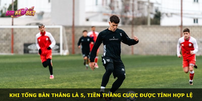 Khi tổng bàn thắng là 5, tiền thắng cược được tính hợp lệ
